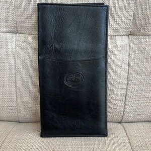ROCHELIER Black Leather Large Bi-Fold Travel Wallet Made in Canada Unisex